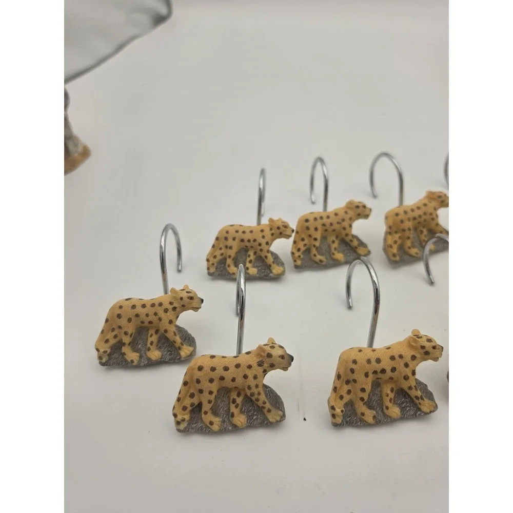 Jungle Safari Animal Shape Leopard Cheetah Shower / Curtain Hooks 12pcs